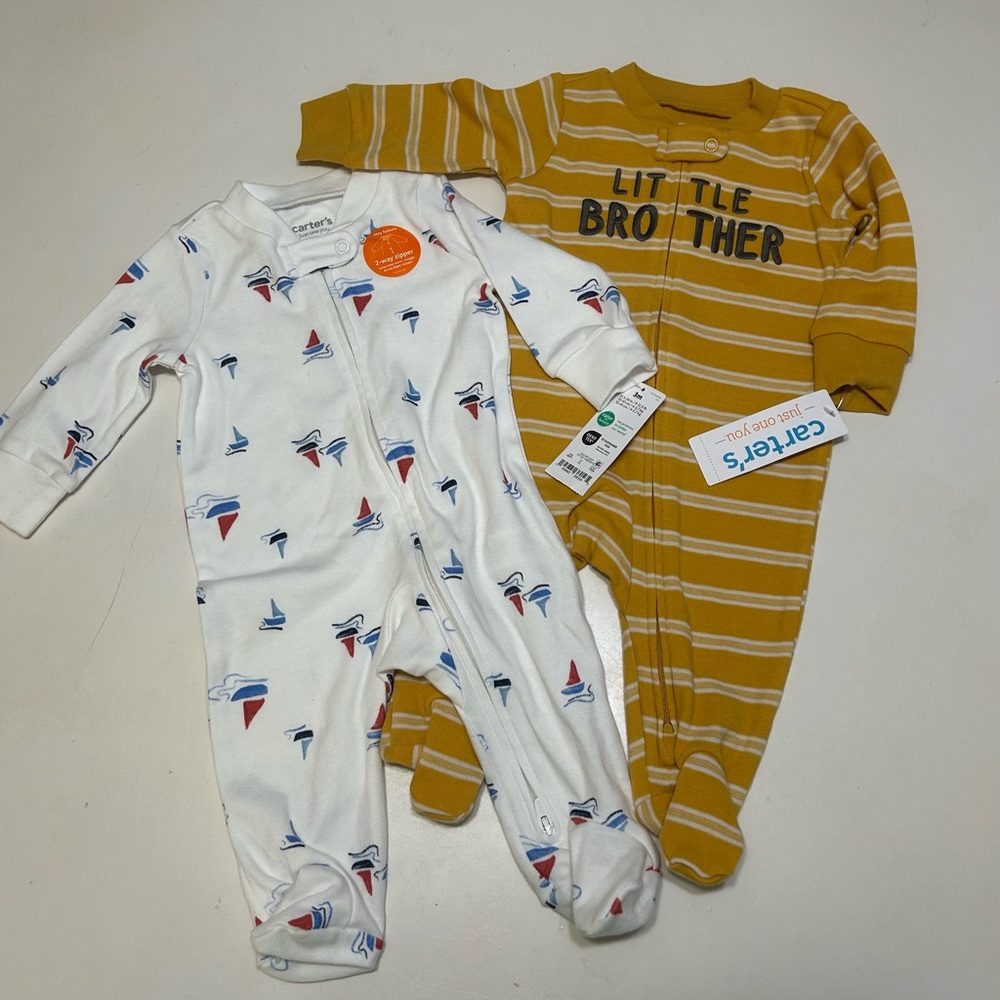 Carter's Kids One Piece Pajamas - White and Yellow size 3 months
